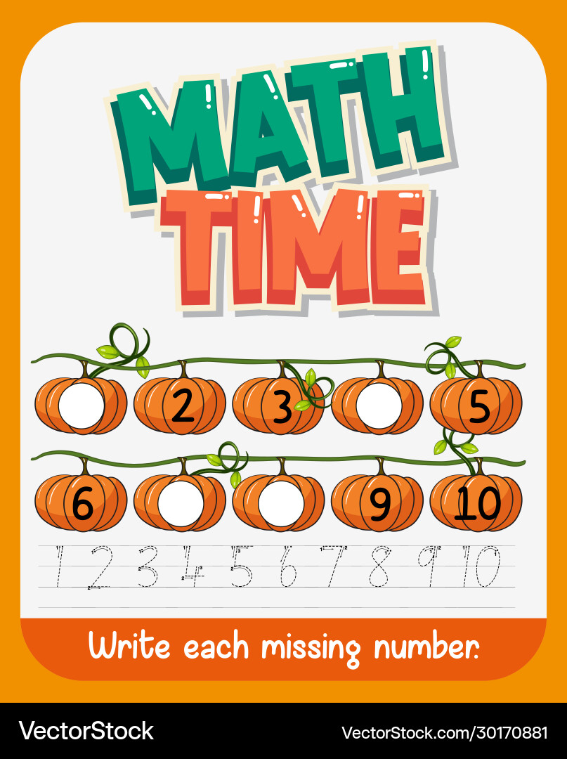 Worksheet template design for math with missing Worksheet template design for math with missing vector image