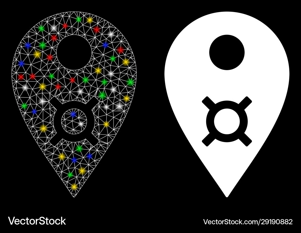 Bright mesh 2d currency map marker icon with flash Bright mesh 2d currency map marker icon with flash vector image