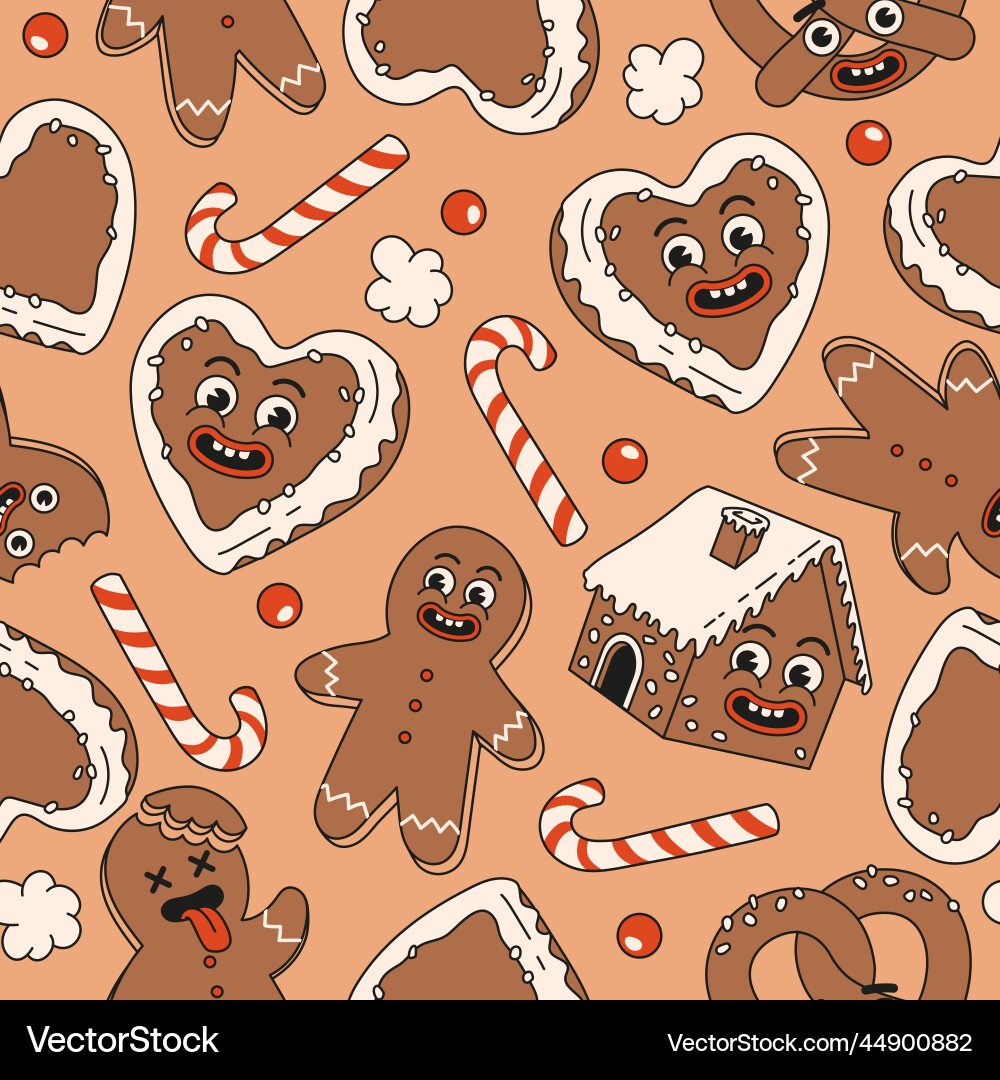 Christmas seamless pattern candy pretzel cookie Christmas seamless pattern candy pretzel cookie vector image