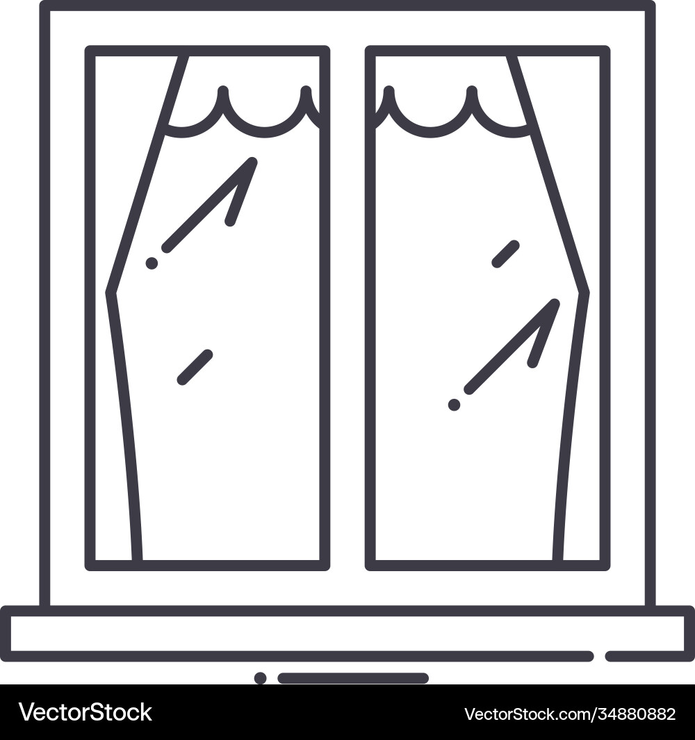 Clean window icon linear isolated vector image