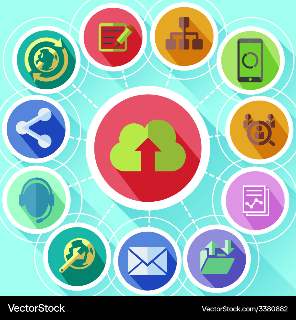 Cloud computing services and data sharing concept Vector Image