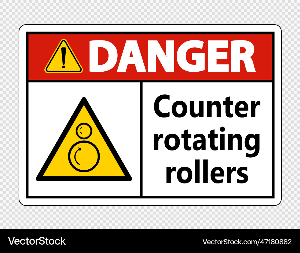 Danger counter rotating rollers sign Vector Image