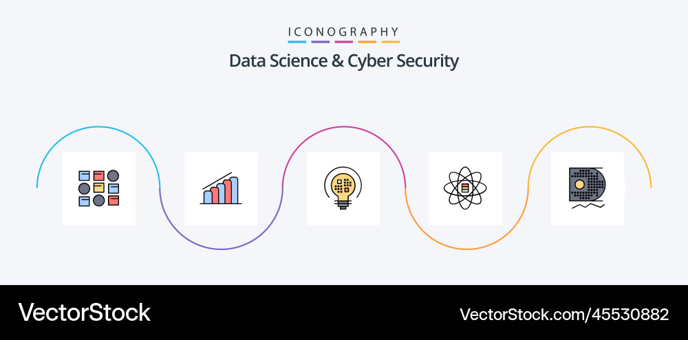Data science and cyber security line filled flat Vector Image