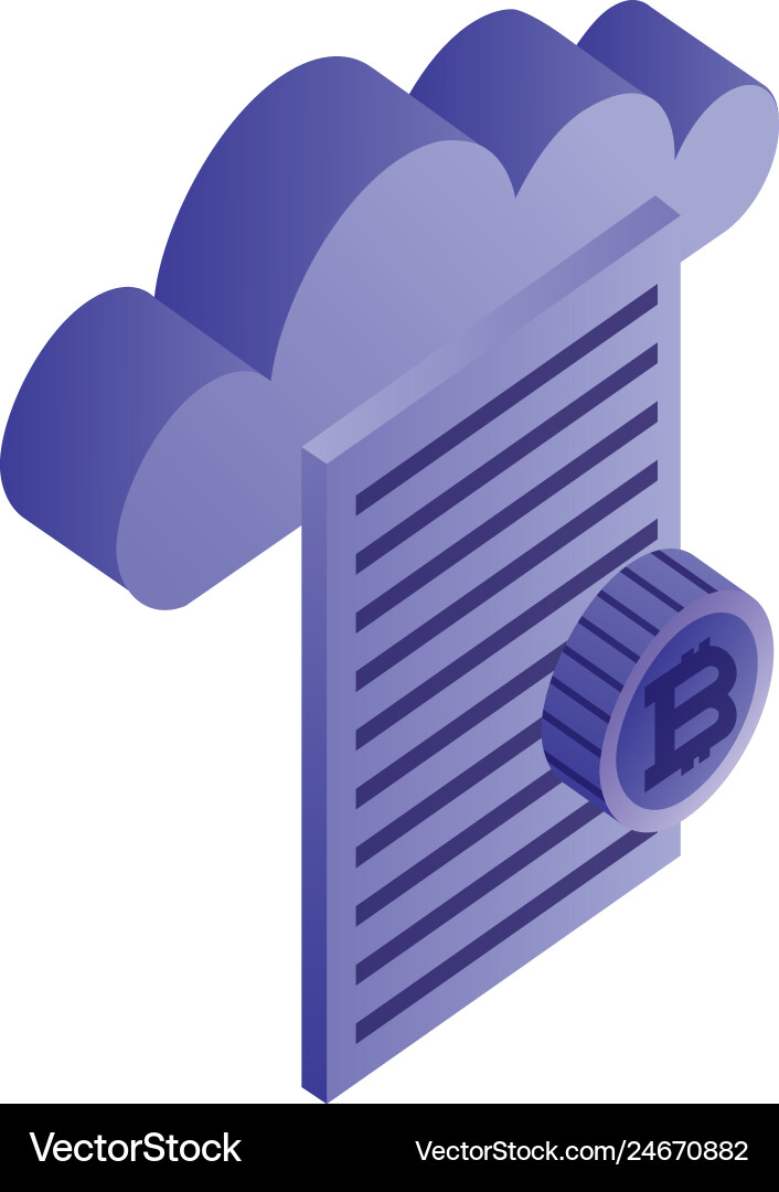 Document with cloud computing and bitcoins vector image
