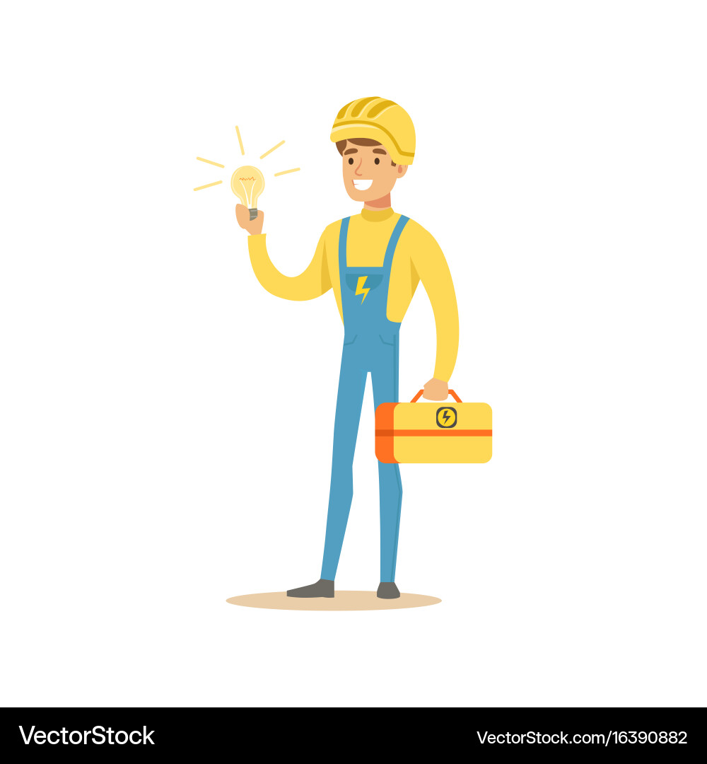 Electrician Character with Tool Box vector image