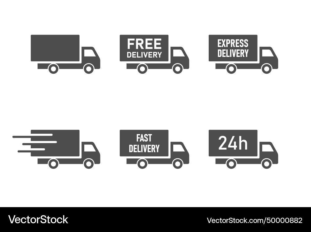 Express shipping delivery van icons fast vector image