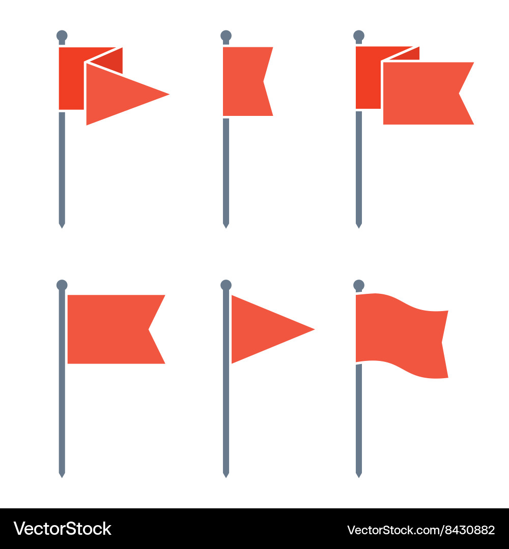 Flag Pin Icon Set - Flat Style vector image