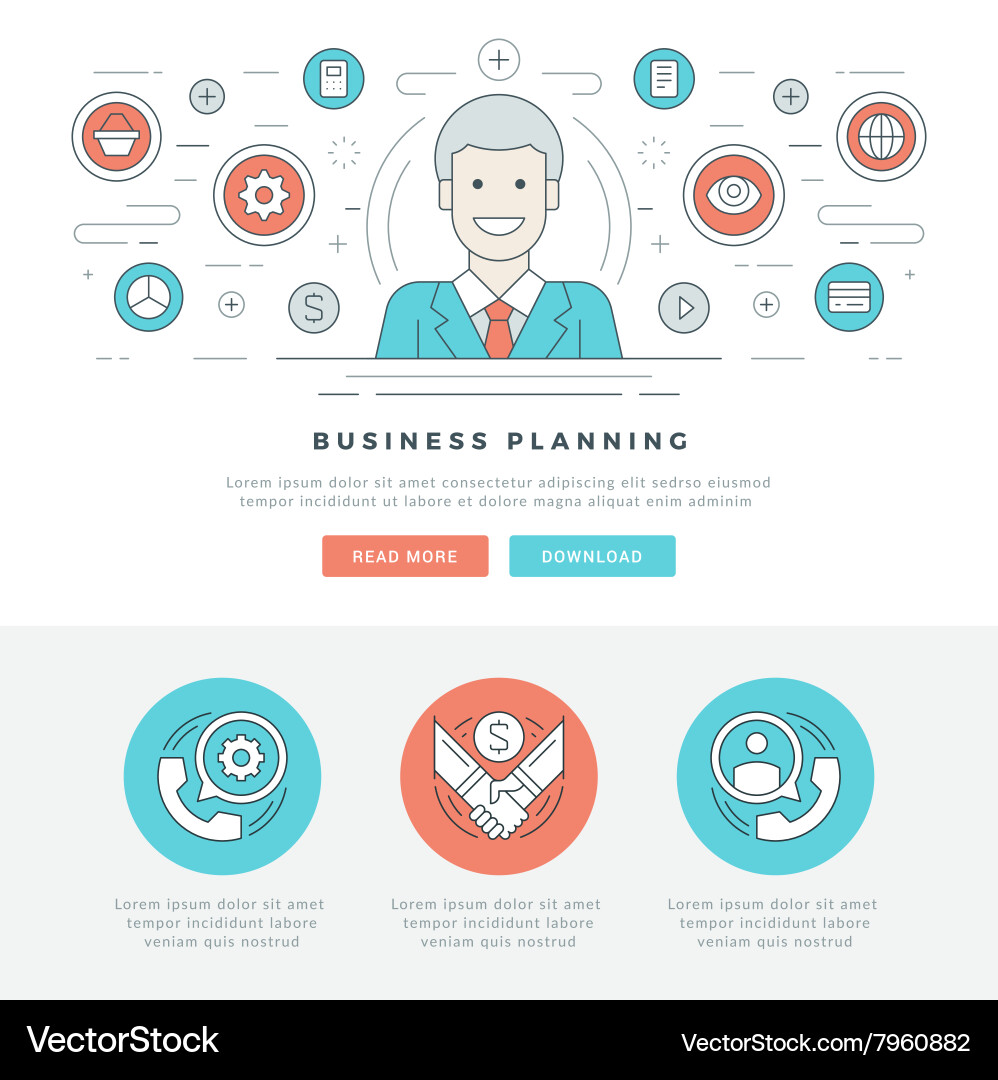 Flat line business concept web site header vector image