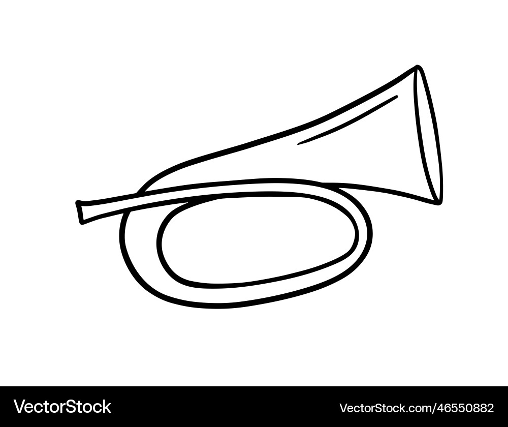 Horn doodle musical instrument in sketch style Horn doodle musical instrument in sketch style vector image