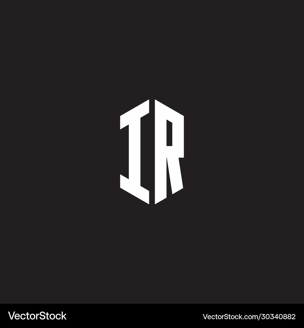 Ir logo monogram with hexagon shape style design vector image