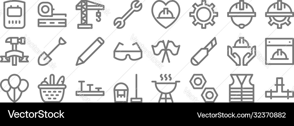 Labour day line icons linear set quality vector image