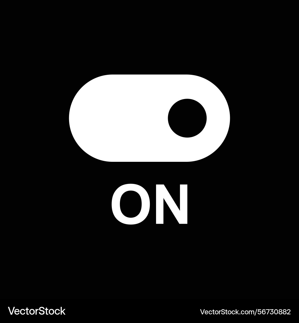 Minimalist toggle switch on icon Minimalist toggle switch on icon Vector Image