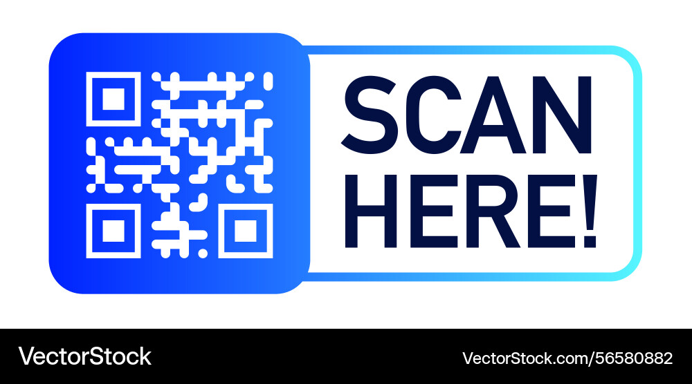 Qr code scan here label color modern style vector image