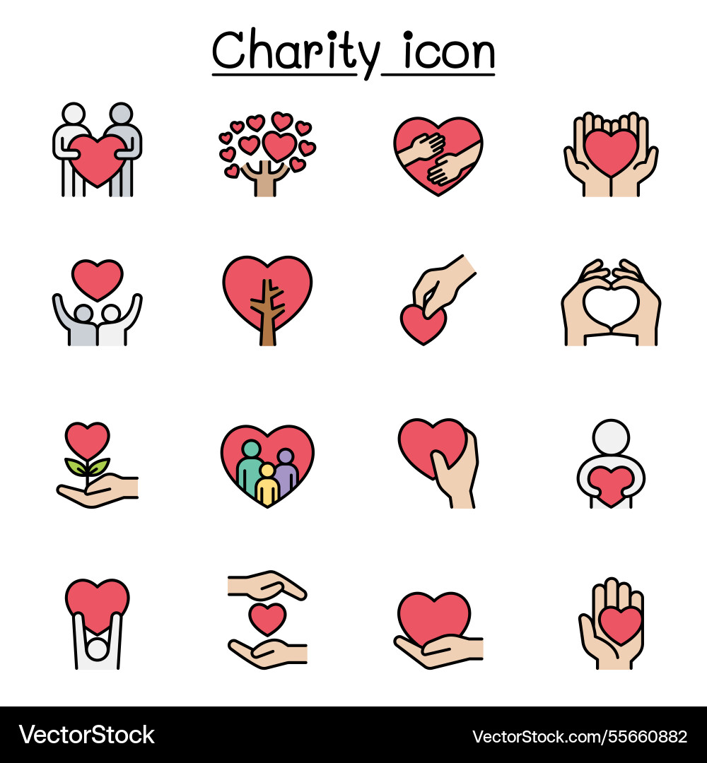 Set of donation and charity related icon Set of donation and charity related icon Vector Image