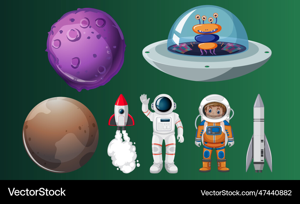 Set of solar system objects isolated Set of solar system objects isolated Vector Image