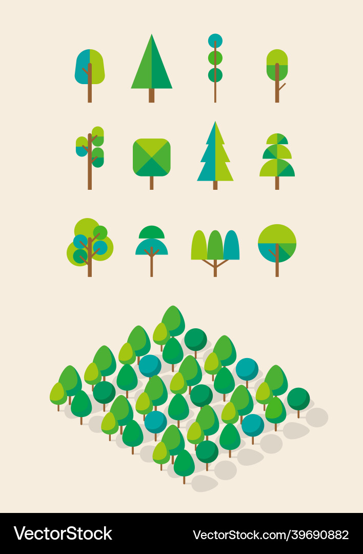 Trees collection in flat style Trees collection in flat style vector image