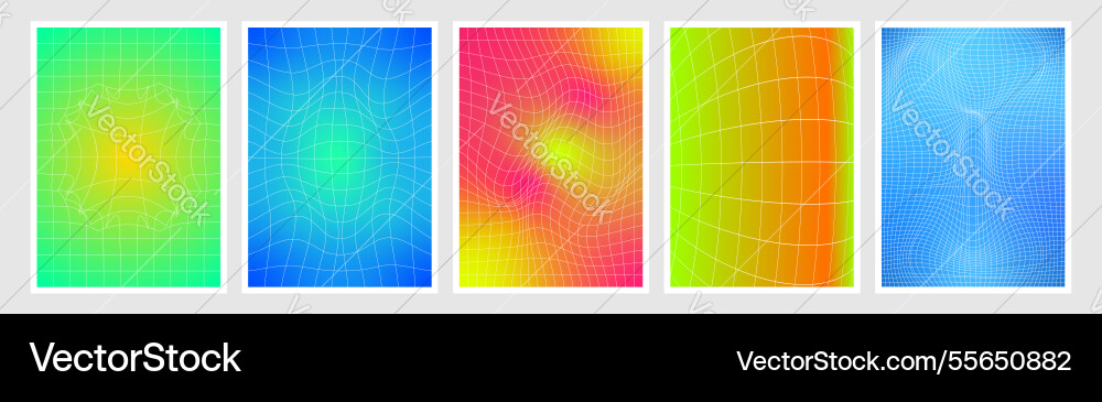 Y2k warped grid background set Y2k warped grid background set vector image