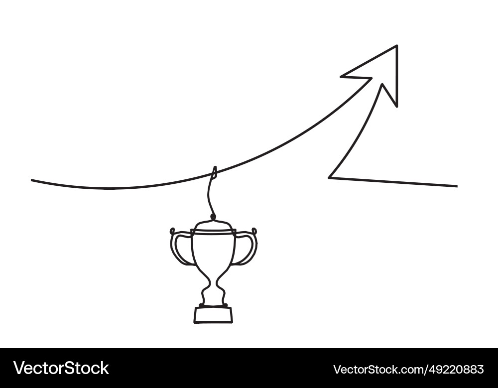 Abstract continuous lines arrows with trophy Abstract continuous lines arrows with trophy Vector Image