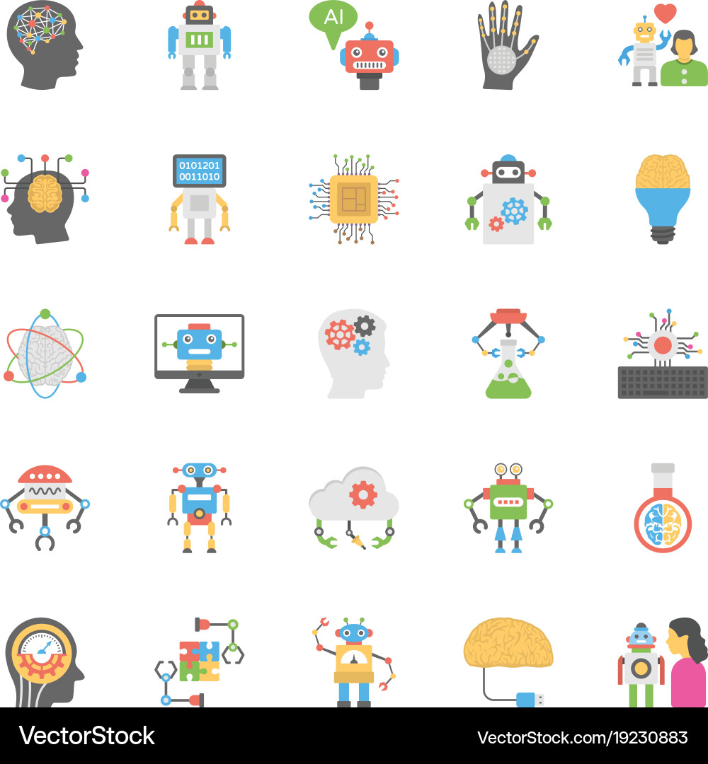 AI Robot Icons Set vector image