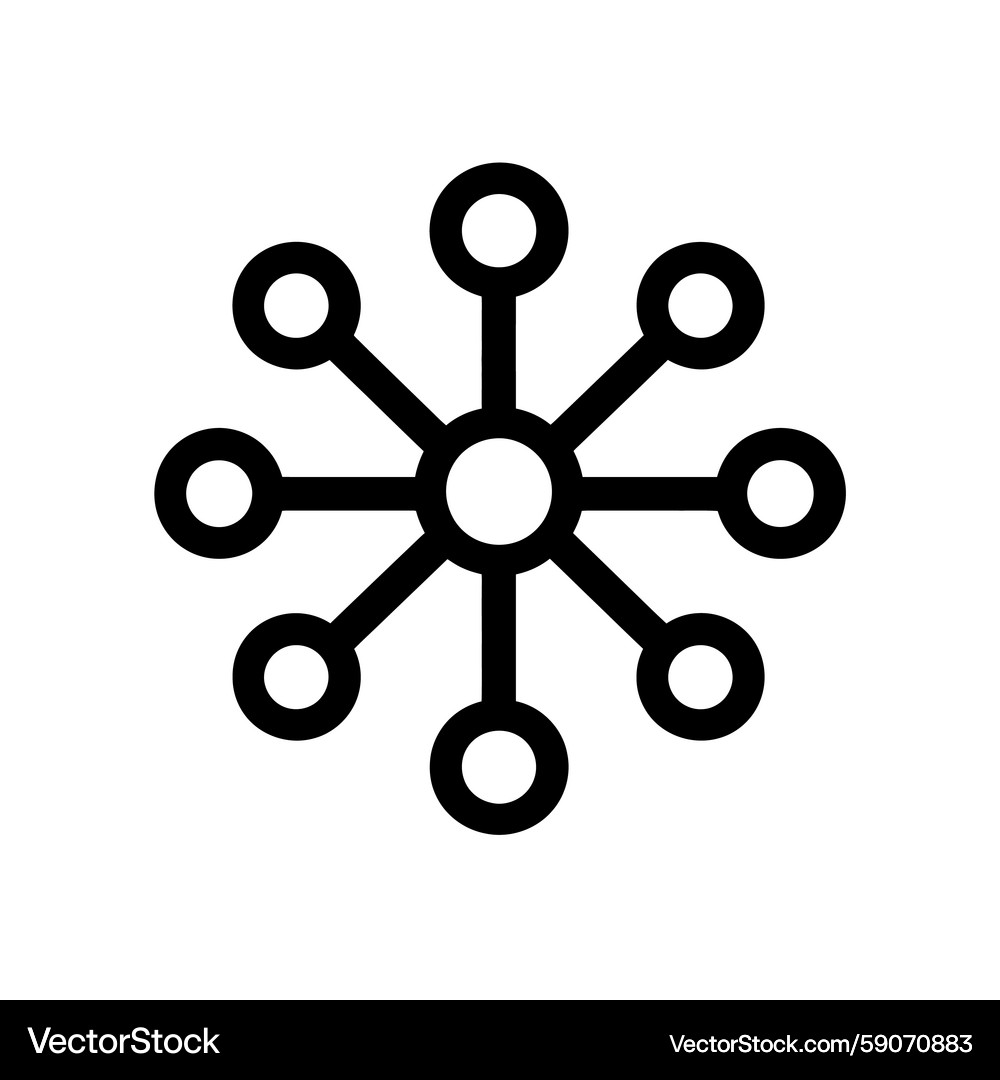 Black Outline Connection Icon Features A Central Royalty Free Vector