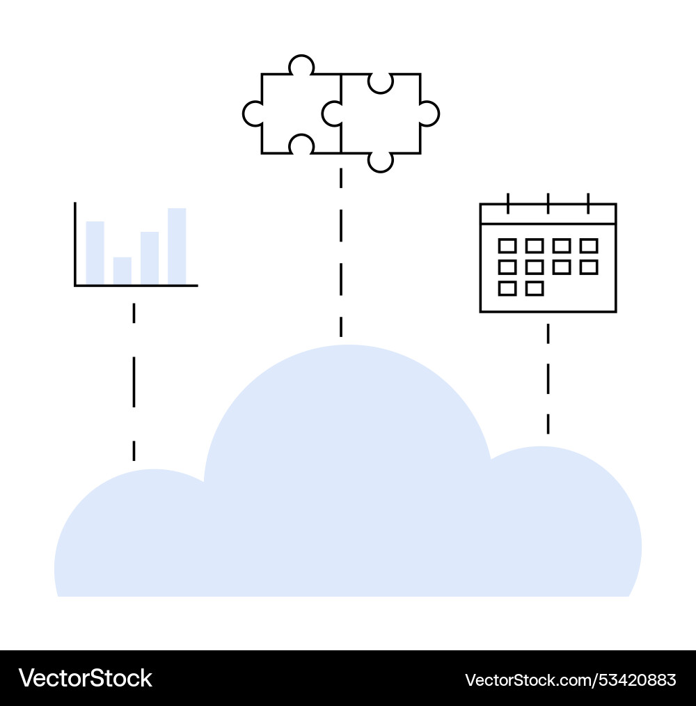 Cloud computing integration depicted with puzzle Cloud computing integration depicted with puzzle vector image