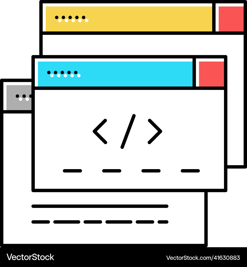 Code windows color icon Vector Image