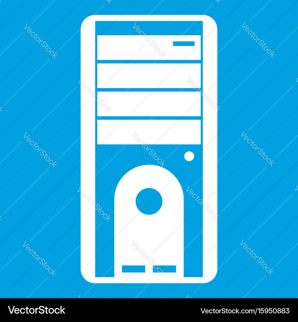 Computer system unit icon white vector image