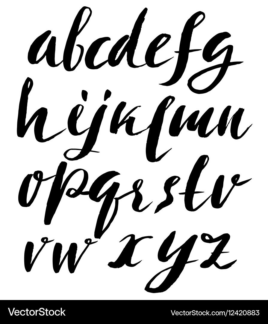 Dry Brush Grunge Font - Handwritten Script Vector Image