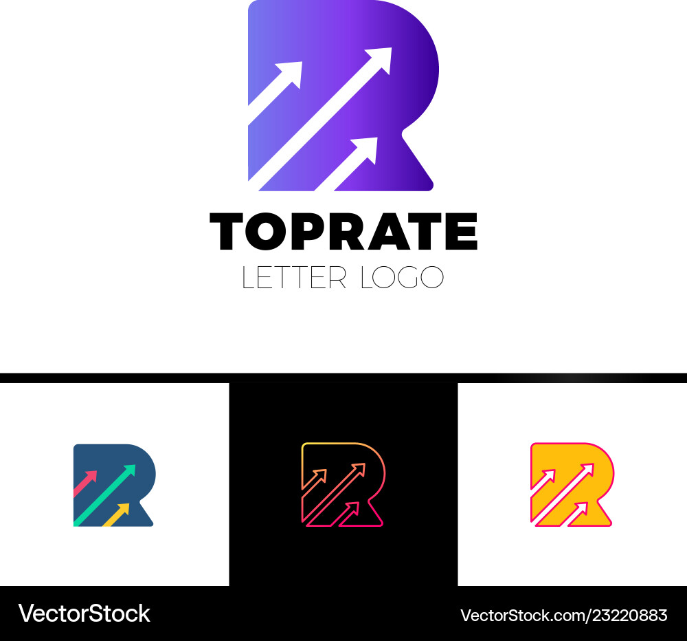 Dynamic R Logo with Arrow vector image