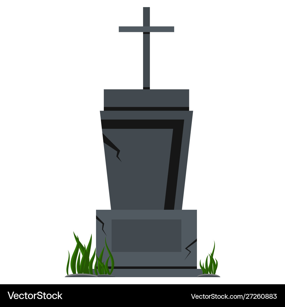 Grey tombstone with grass icon isolated on white Grey tombstone with grass icon isolated on white vector image