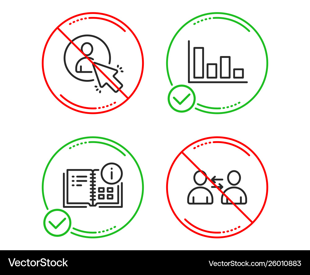 Instruction info user and histogram icons set Instruction info user and histogram icons set vector image
