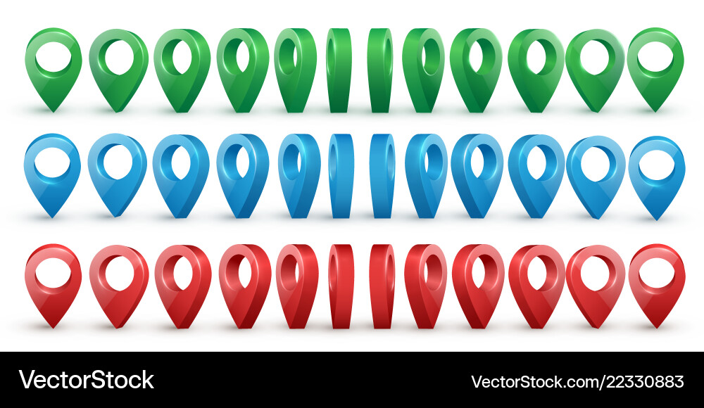 Map Pointer Set - Shiny Pins vector image