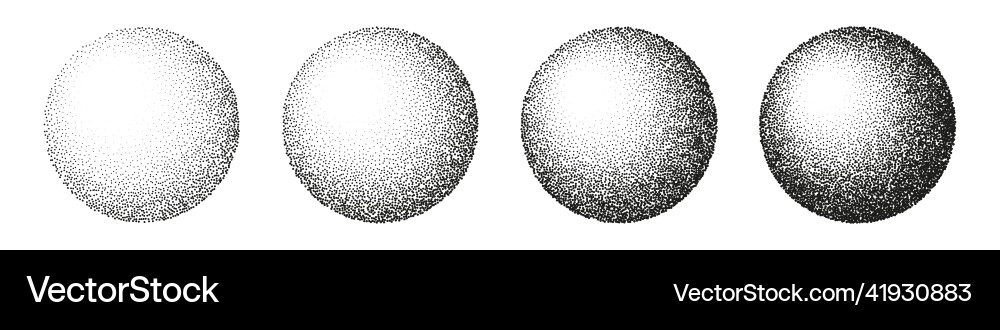 Round shaped dotted objects stipple elements Round shaped dotted objects stipple elements vector image