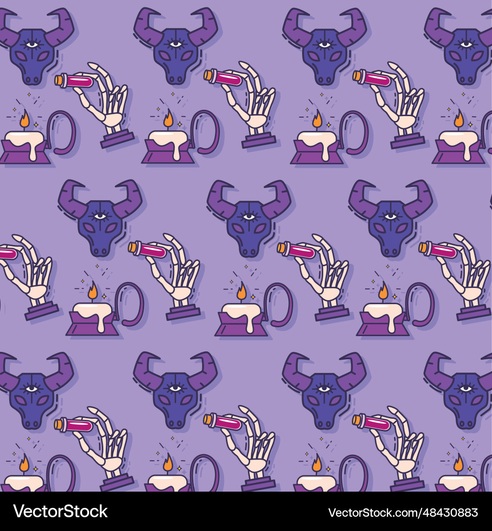 Seamless pattern background with magic icons vector image