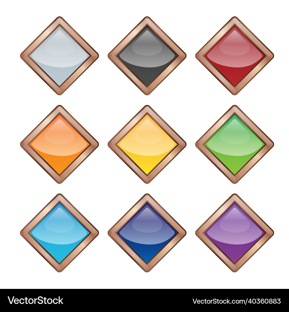 Set of bright blank buttons metallic frames Set of bright blank buttons metallic frames vector image