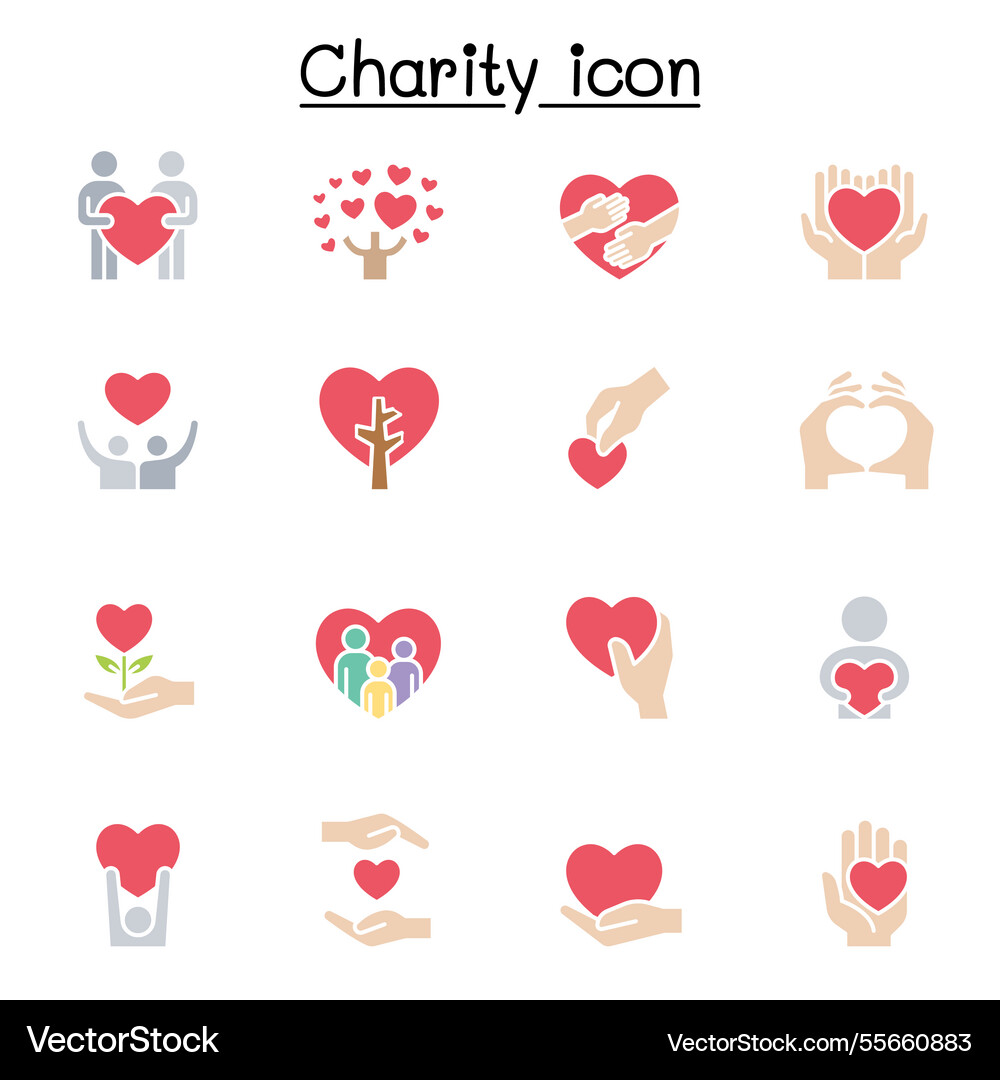 Set of donation and charity related icon Vector Image