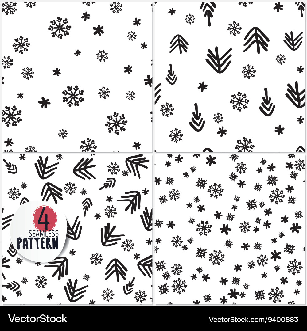 Set of simple christmas patterns vector image