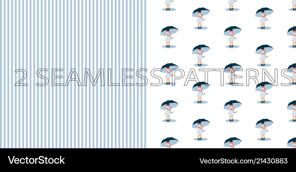 Set of two seamless patterns in blue color Set of two seamless patterns in blue color vector image