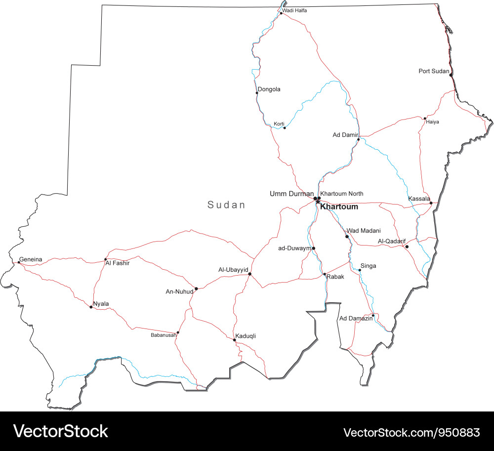 Sudan black white map Royalty Free Vector Image