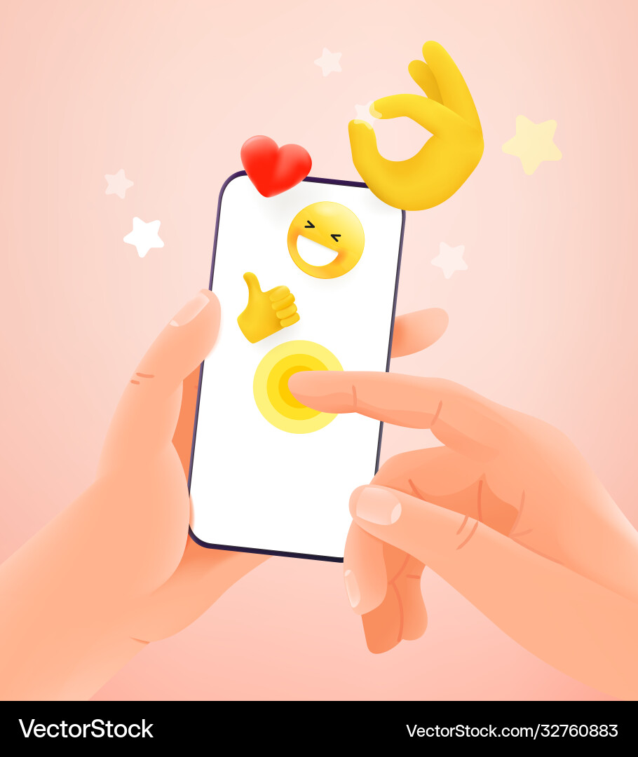 Using social network with emoticons Using social network with emoticons Vector Image