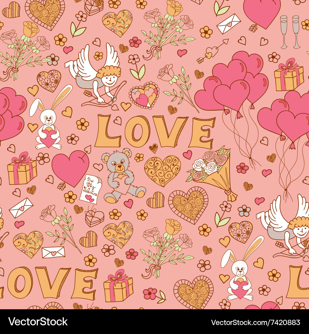 Valentines day seamless pattern background Vector Image