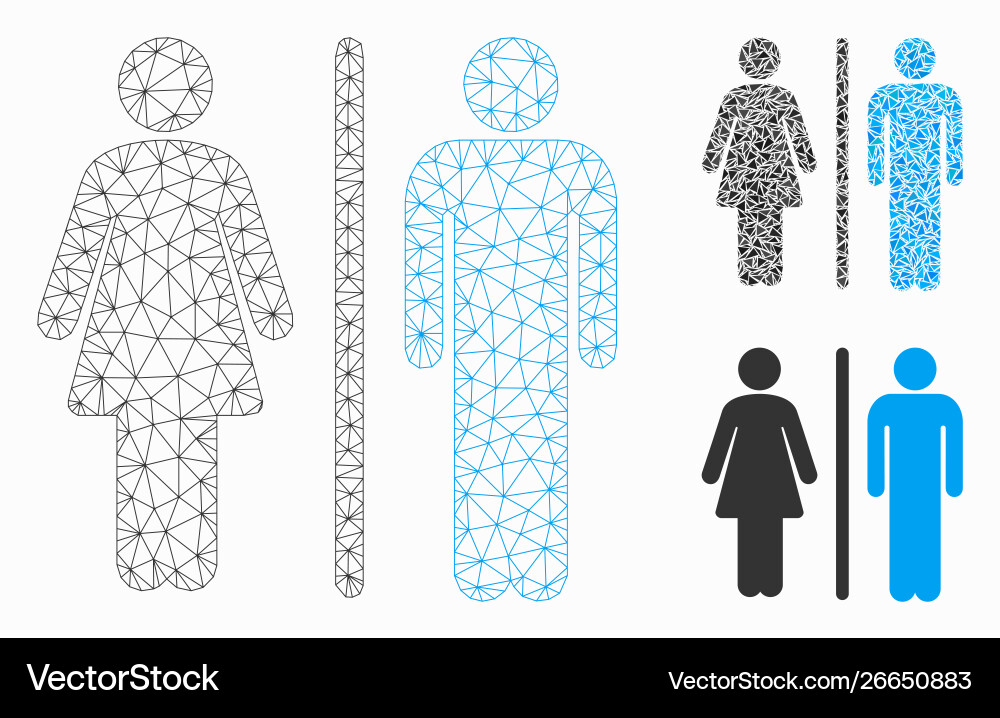 Wc persons mesh 2d model and triangle Wc persons mesh 2d model and triangle Vector Image