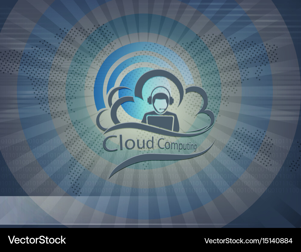 Blue design with computer cloud Vector Image