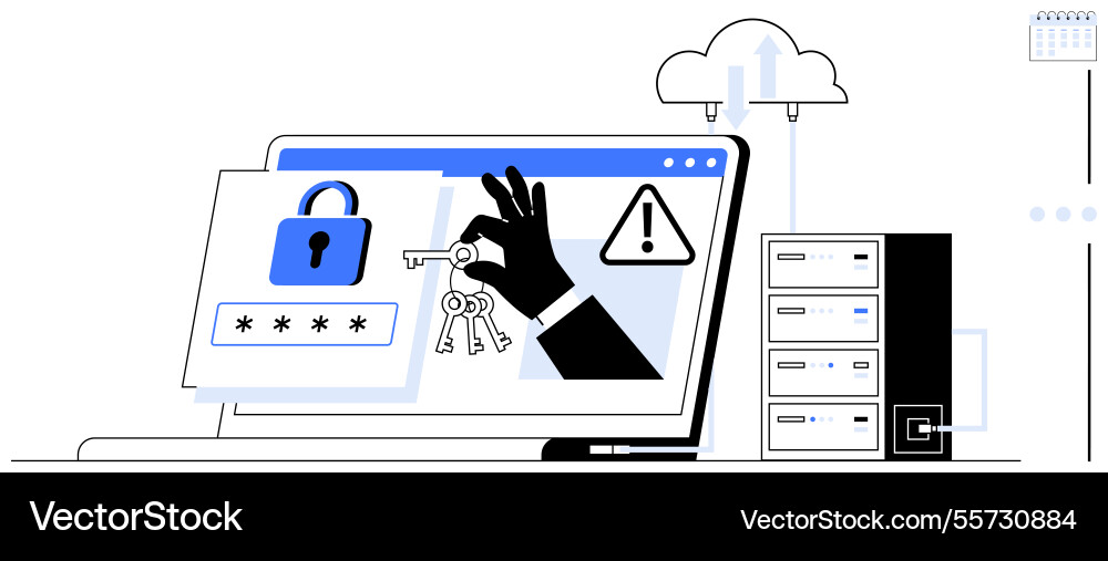 Cybersecurity concepts with key theft locked Vector Image