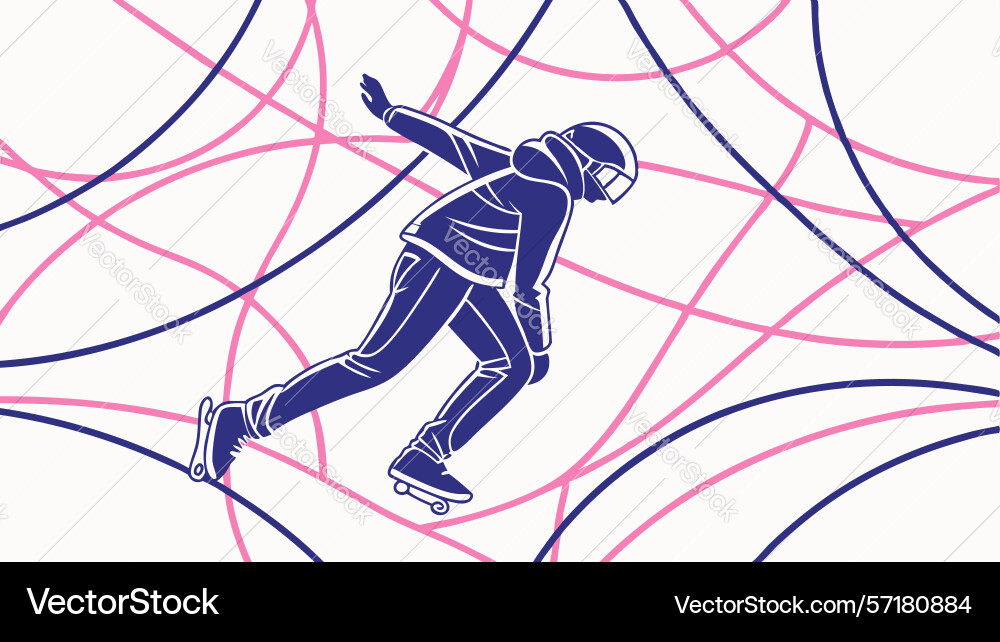 Dynamic skater in action on abstract background vector image