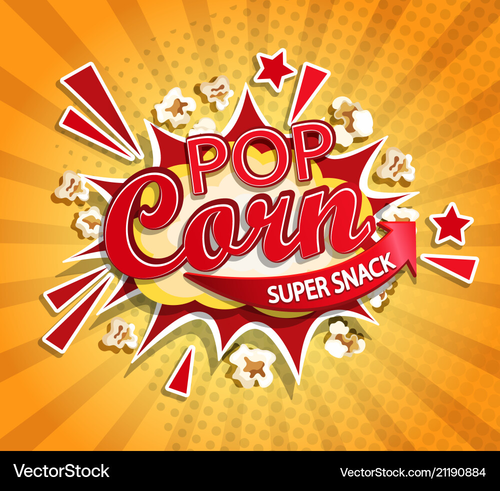 Exploding Popcorn Label vector image