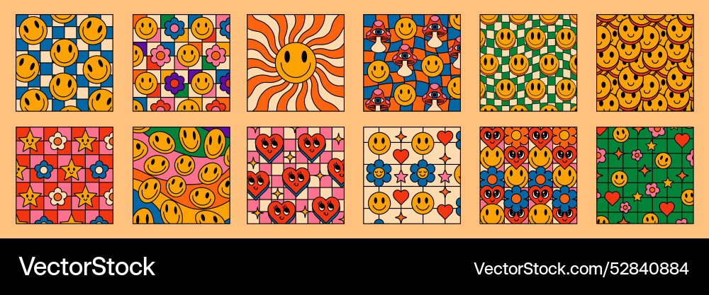 Groovy Retro Patterns vector image