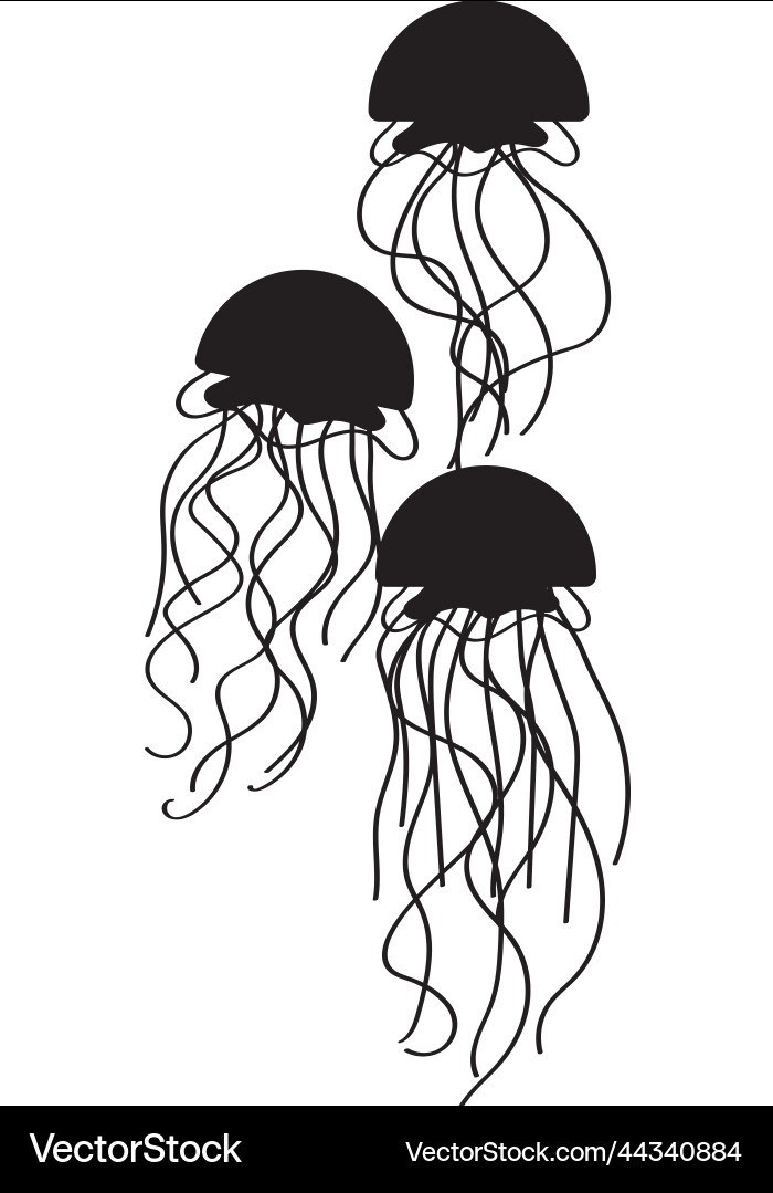 Jellyfish Meerestiere Tiersilhouette Lizenzfreier Vektor