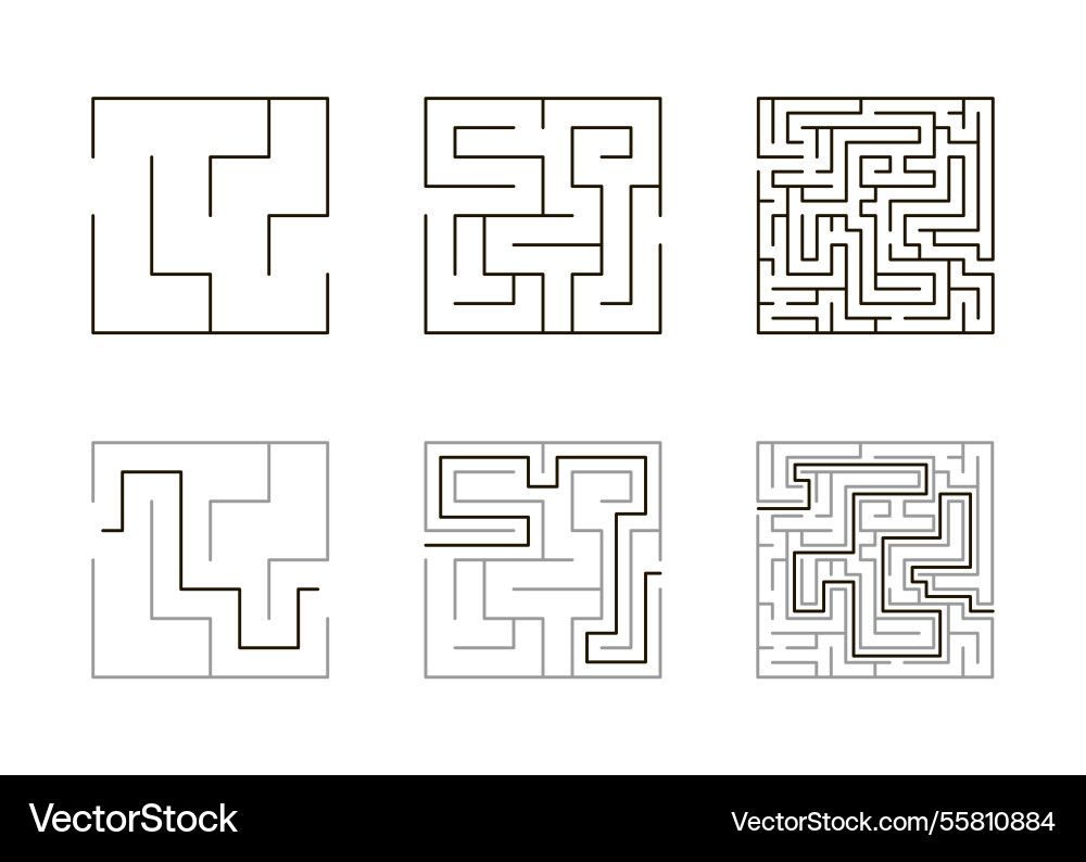 Labyrinth game different levels logic challenge Labyrinth game different levels logic challenge vector image