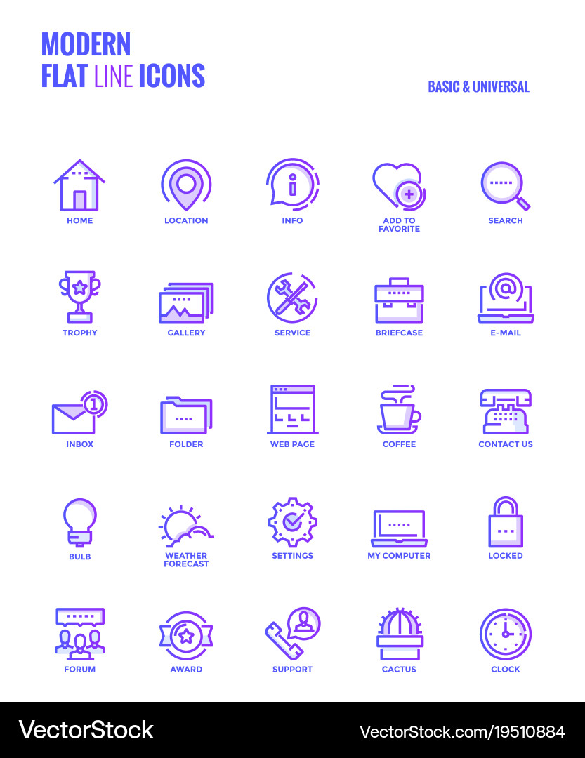 Modern Line Gradient Icons - Web & App Vector Image